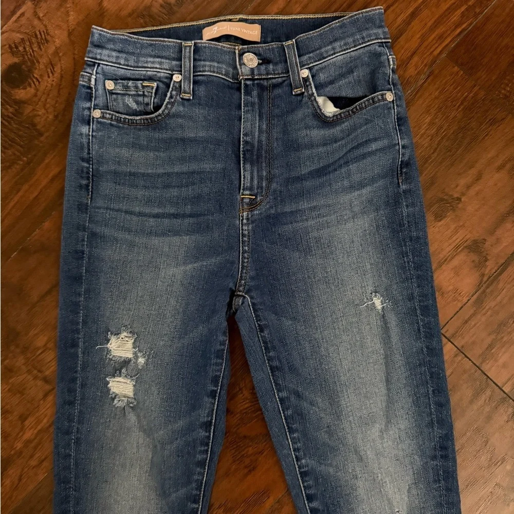 7 For All Mankind Luxe Vintage High Waist Ankle Skinny Jeans Size 26